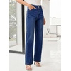 image:imageSidefeel Womens Wide Leg Jeans High Waisted Tummy Control Stretchy Straight Leg Denim Pants with PocketsBluing