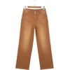 image:imageSidefeel Womens Wide Leg Jeans High Waisted Tummy Control Stretchy Straight Leg Denim Pants with PocketsBrown