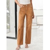 image:imageSidefeel Womens Wide Leg Jeans High Waisted Tummy Control Stretchy Straight Leg Denim Pants with PocketsBrown