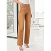 image:imageSidefeel Womens Wide Leg Jeans High Waisted Tummy Control Stretchy Straight Leg Denim Pants with PocketsBrown