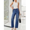image:imageSidefeel Womens Wide Leg Jeans High Waisted Tummy Control Stretchy Straight Leg Denim Pants with PocketsDark Blue