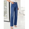 image:imageSidefeel Womens Wide Leg Jeans High Waisted Tummy Control Stretchy Straight Leg Denim Pants with PocketsDark Blue