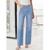 image:imageSidefeel Womens Wide Leg Jeans High Waisted Tummy Control Stretchy Straight Leg Denim Pants with PocketsIceland Blue