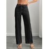 image:imageSidefeel Womens Wide Leg Jeans Mid Waisted Stretchy Drawstring Button Down Denim PantsBlack