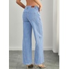 image:imageSidefeel Womens Wide Leg Jeans Mid Waisted Stretchy Drawstring Button Down Denim PantsIceland Blue
