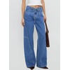 image:imageSidefeel Womens Wide Leg Jeans Mid Waisted Stretchy Drawstring Button Down Denim PantsLight Blue