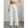 image:imageSidefeel Womens Wide Leg Jeans Mid Waisted Stretchy Drawstring Button Down Denim PantsWhite