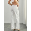 image:imageSidefeel Womens Wide Leg Jeans Mid Waisted Stretchy Drawstring Button Down Denim PantsWhite