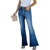 image:imageSidefeel Women Destroyed Raw Hem Washed Jeans Distressed Slim Fit Denim PantsJ Blue