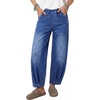 image:imageSidefeel Womens Barrel Jeans High Waisted Elastic Stretchy Baggy Wide Leg Jeans Trendy Patchwork Loose Ankle Denim PantsLight Blue