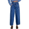 image:imageSidefeel Womens Barrel Jeans High Waisted Stretchy Drawstring Ankle Tapered Denim Pants with PocketsBluing