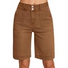 image:imageSidefeel Womens Bermuda Jean Shorts High Waisted Tummy Control Stretchy Denim Shorts with PocketsBrown