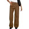 image:imageSidefeel Womens High Waisted Jeans Stretchy Seamed Wide Leg Denim Pants with PocketsBrown