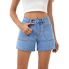 image:imageSidefeel Womens High Waisted Stretch Jean Shorts Button Summer Casual Zimbaplatinum Denim Shorts with Welt PocketsIceland Blue