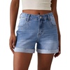 image:imageSidefeel Womens Jean Shorts High Waisted Stretchy Folded Hem Casual Trendy Patchwork Loose Fit Summer Denim ShortsLight Blue
