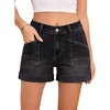 image:imageSidefeel Womens Shorts High Waisted Jean Shorts Stretchy Buttoned Folded Hem Summer Trendy Denim Shorts for WomenBlack