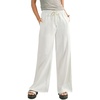 image:imageSidefeel Womens Wide Leg Baggy Jeans High Waisted Elastic Waist Loose Fit Drawstring Long Denim PantsWhite