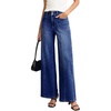 image:imageSidefeel Womens Wide Leg Baggy Jeans High Waisted Tummy Control Stretchy Loose Fit Ankle Denim JeansBluing