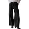 image:imageSidefeel Womens Wide Leg Jeans High Waisted Seamed Front Stretchy Straight Leg Trendy Baggy Loose Denim Pants with Pockets Black Size 10