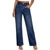 image:imageSidefeel Womens Wide Leg Jeans High Waisted Straight Leg Stretchy Denim Pants with PocketsBluing