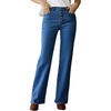 image:imageSidefeel Womens Wide Leg Jeans High Waisted Straight Leg Stretchy Trendy Button Fly Raw Hem Denim PantsBluing