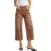 image:imageSidefeel Womens Wide Leg Jeans High Waisted Stretchy Big Pockets Capri Denim PantsBrown