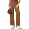 image:imageSidefeel Womens Wide Leg Jeans High Waisted Stretchy Jeans Straight Leg Loose Fit Ankle Denim Pants with PocketsBrown