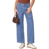 image:imageSidefeel Womens Wide Leg Jeans High Waisted Stretchy Jeans Straight Leg Loose Fit Ankle Denim Pants with PocketsSky Blue