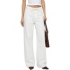 image:imageSidefeel Womens Wide Leg Jeans Mid Waisted Stretchy Drawstring Button Down Denim PantsWhite