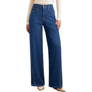 image:imageSidefeel Womens Baggy Wide Leg Jeans High Waisted Straight Leg Spring Outfits Denim PantsBlue