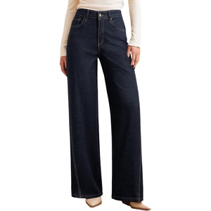 image:imageSidefeel Womens Baggy Wide Leg Jeans High Waisted Straight Leg Spring Outfits Denim PantsNavy Blue