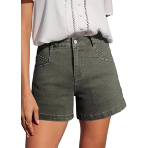 image:imageSidefeel Womens Jean Shorts High Waisted Stretchy Summer Denim Shorts with PocketsGreen