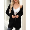 image:imageSidefeel Cardigan Sweaters for Women 2026 Fall Long Sleeve Open Front Contrast Oversized Chunky Hooded Sweaters CoatBlack