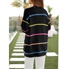 image:imageSidefeel Cardigan Sweaters for Women Lightweight Striped 2026 Long Sleeve Open Front Loose Knit Sweaters ClothesBlack