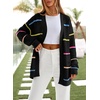 image:imageSidefeel Cardigan Sweaters for Women Lightweight Striped 2026 Long Sleeve Open Front Loose Knit Sweaters ClothesBlack