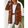 image:imageSidefeel Cardigan Sweaters for Women Lightweight Striped 2026 Long Sleeve Open Front Loose Knit Sweaters ClothesChestnut