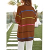 image:imageSidefeel Cardigan Sweaters for Women Lightweight Striped 2026 Long Sleeve Open Front Loose Knit Sweaters ClothesChestnut