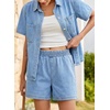 image:imageSidefeel Womens 2 Piece Sets Denim Summer Outfits Comfy Short Sleeve Button Down Shirt High Waisted Shorts Lounge SetsSky Blue