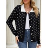 image:imageSidefeel Womens Button Up Open Front Cardigan Sweaters Long Sleeve Collared Printed Knit Sweater CoatsBlack