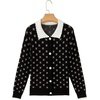 image:imageSidefeel Womens Button Up Open Front Cardigan Sweaters Long Sleeve Collared Printed Knit Sweater CoatsBlack