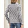 image:imageSidefeel Womens Button Up Open Front Cardigan Sweaters Long Sleeve Collared Printed Knit Sweater CoatsGray