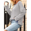 image:imageSidefeel Womens Color Block Tops Casual Long Sleeve Shirts Oversized Crewneck Striped Pullover ShirtsGray