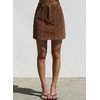image:imageSidefeel Womens Corduroy Skirt 2026 High Waist Button Stretch Knee Length Skirt with Big PocketsCoffee