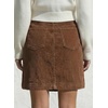 image:imageSidefeel Womens Corduroy Skirt 2026 High Waist Button Stretch Knee Length Skirt with Big PocketsCoffee
