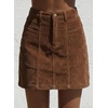 image:imageSidefeel Womens Corduroy Skirt 2026 High Waist Button Stretch Knee Length Skirt with Big PocketsCoffee