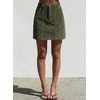 image:imageSidefeel Womens Corduroy Skirt 2026 High Waist Button Stretch Knee Length Skirt with Big PocketsGreen