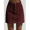 image:imageSidefeel Womens Corduroy Skirt 2026 High Waist Button Stretch Knee Length Skirt with Big PocketsRed