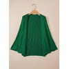 image:imageSidefeel Womens Crochet Oversized Cardigan Sweaters Spring Hollow Out Long Batwing Sleeve Summer Shrugs Lightweight SweaterDark Green
