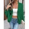 image:imageSidefeel Womens Crochet Oversized Cardigan Sweaters Spring Hollow Out Long Batwing Sleeve Summer Shrugs Lightweight SweaterDark Green