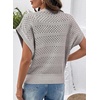 image:imageSidefeel Womens Crochet Tops for Women Cap Sleeve Knitted Summer Sweater Pullover Cute Beach Vacation ClothesGrey
